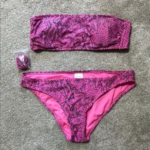 Pink Snake Print Bikini Set